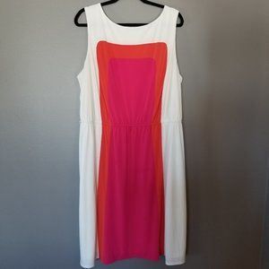 Roz&Ali Ivory, Orange, Pink Color block Dress 22W